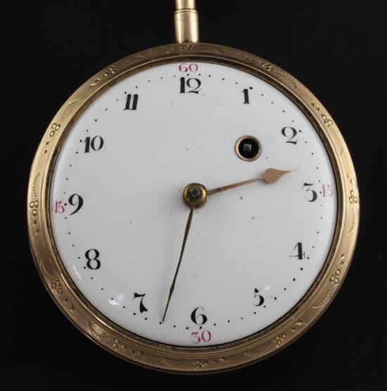 A 19th century continental gold keywind pocket watch,